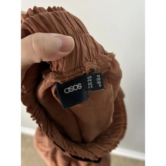 ASOS Burnt Orange Modal Blend Midi Aline Skirt Belted Size 6 Women’s - Picture 3 of 5